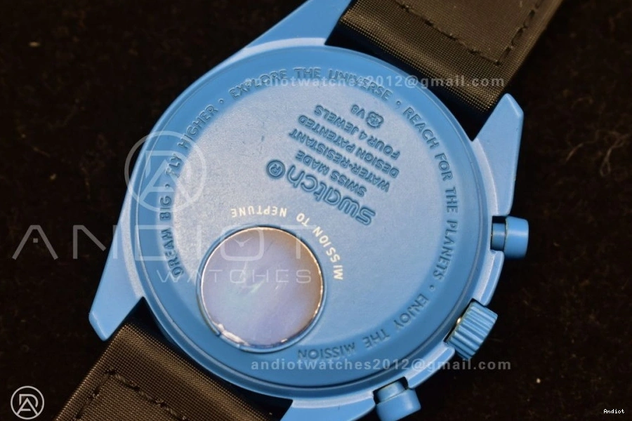 to x Moonwatch Nylon Neptune Strap Swatch Omega on Mission Quartz Bioceramic 0412